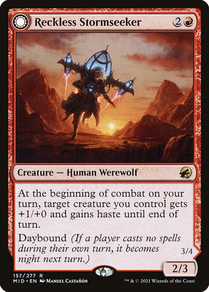 Reckless Stormseeker // Storm-Charged Slasher (157) [Innistrad: Midnight Hunt]