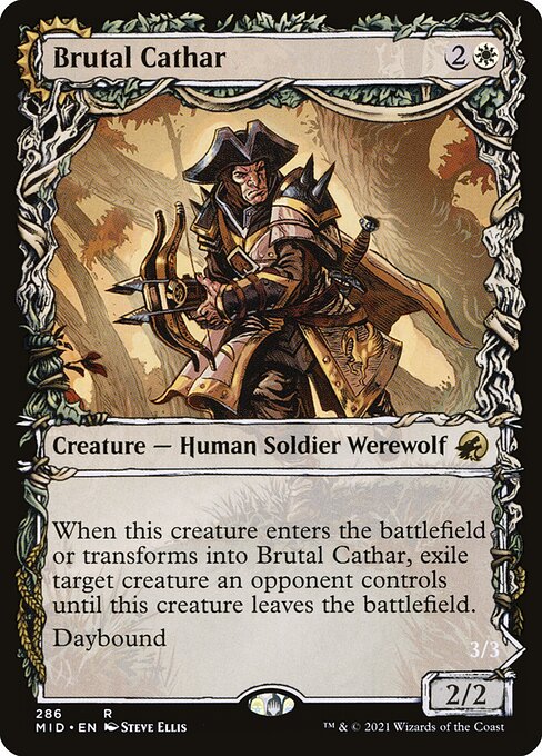 Brutal Cathar // Moonrage Brute (286) [Innistrad: Midnight Hunt] [Showcase]