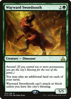 Wayward Swordtooth (150s) [Rivals of Ixalan Promos]