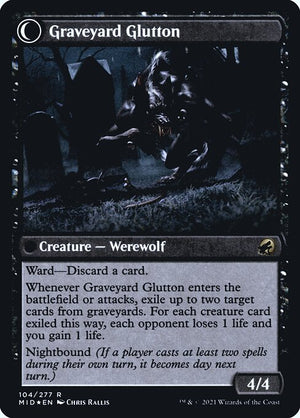 Graveyard Trespasser // Graveyard Glutton (104s) [Innistrad: Midnight Hunt Promos] Reverse