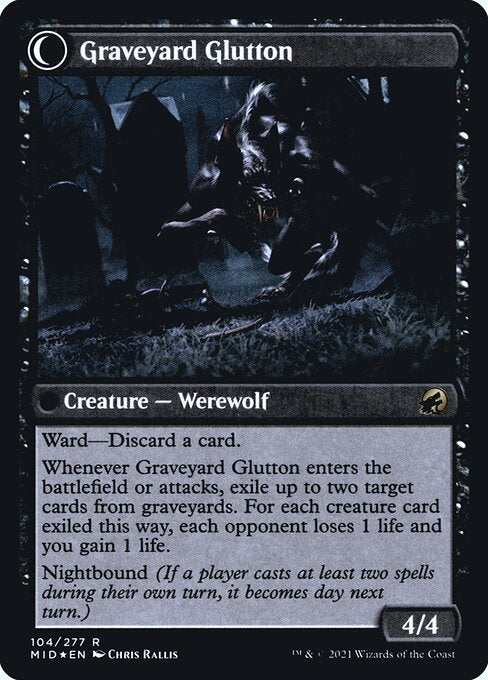 Graveyard Trespasser // Graveyard Glutton (104s) [Innistrad: Midnight Hunt Promos] Reverse