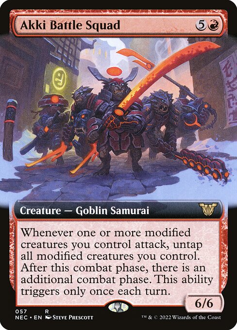 Akki Battle Squad (57) [Neon Dynasty Commander] [Extended Art]