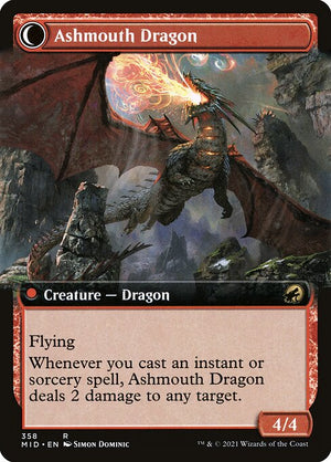 Smoldering Egg // Ashmouth Dragon (358) [Innistrad: Midnight Hunt] [Extended Art] Reverse