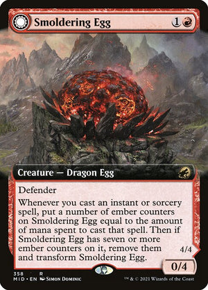 Smoldering Egg // Ashmouth Dragon (358) [Innistrad: Midnight Hunt] [Extended Art]