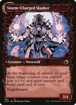 Reckless Stormseeker // Storm-Charged Slasher (294) [Innistrad: Midnight Hunt] [Showcase] Reverse
