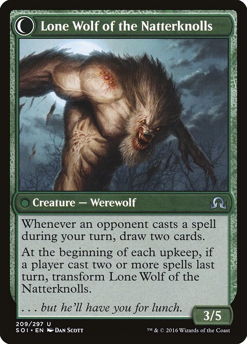 Hermit of the Natterknolls // Lone Wolf of the Natterknolls (209) [Shadows over Innistrad] Reverse
