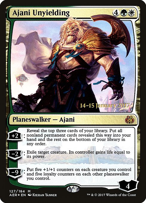 Ajani Unyielding (127s) [Aether Revolt Promos]