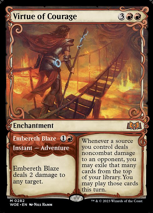 Virtue of Courage // Embereth Blaze (282) [Wilds of Eldraine] [Showcase]