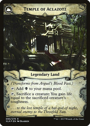 Arguel's Blood Fast // Temple of Aclazotz (90s) [Ixalan Promos] Reverse