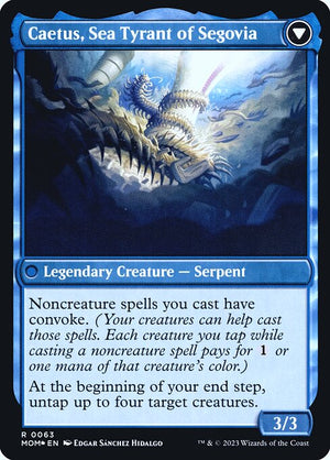 Invasion of Segovia // Caetus, Sea Tyrant of Segovia (63s) [March of the Machine Promos] Reverse