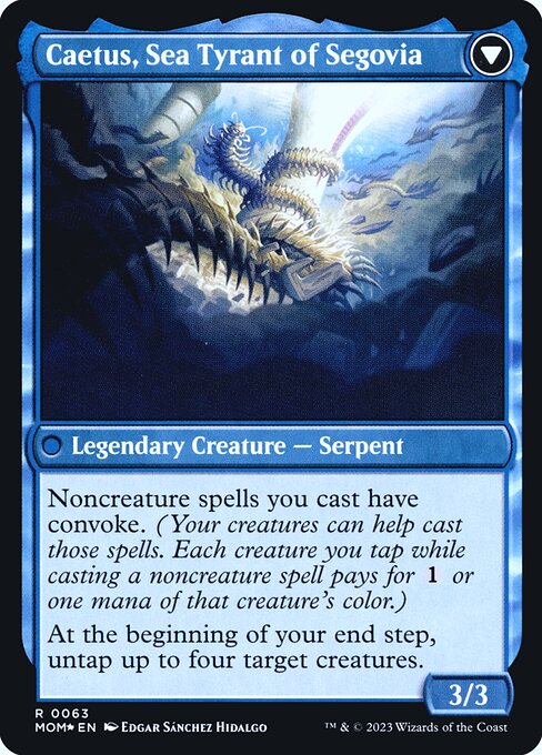 Invasion of Segovia // Caetus, Sea Tyrant of Segovia (63s) [March of the Machine Promos] Reverse