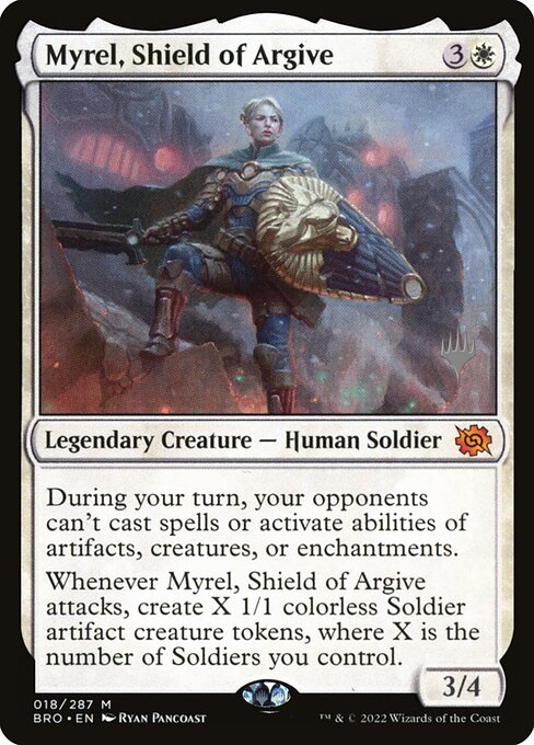 Myrel, Shield of Argive (18p) [The Brothers' War Promos]