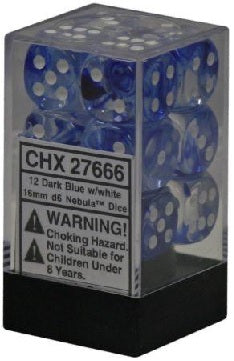 Chessex: Nebula 12D6 Dark Blue/White 16mm