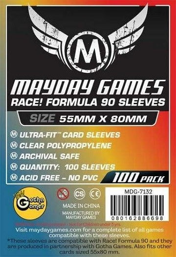 Mayday Standard Race Formula 90 Sleeves 55mm x 80mm 100ct
