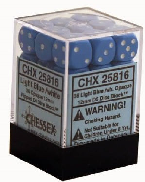 Chessex: Opaque 36D6 Light Blue/White 12mm