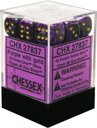 Chessex: Vortex 36D6 Purple/Gold 12mm