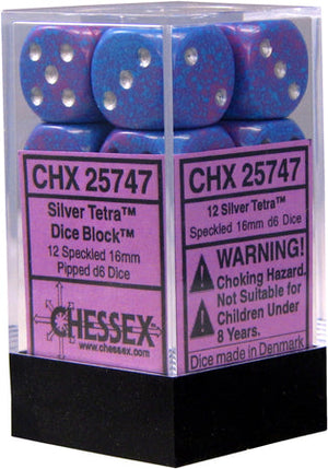 Chessex: Speckled 12D6 Silver Tetra 16mm