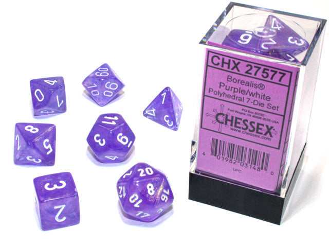 Chessex: Borealis 7-Die Set Purple/White Luminary