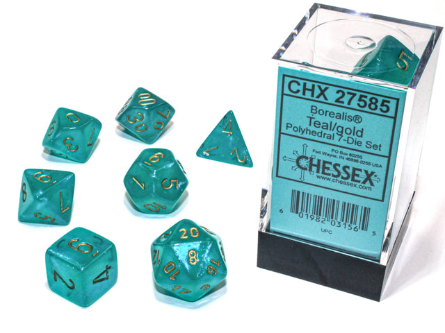 Chessex: Borealis 7-Die Set Teal/Gold Luminary