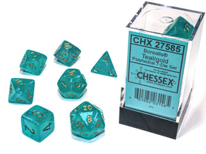 Chessex: Borealis 7-Die Set Teal/Gold Luminary
