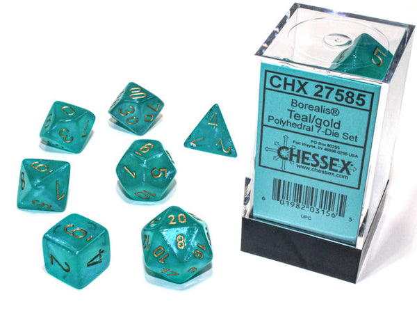 Chessex: Borealis 7-Die Set Teal/Gold Luminary