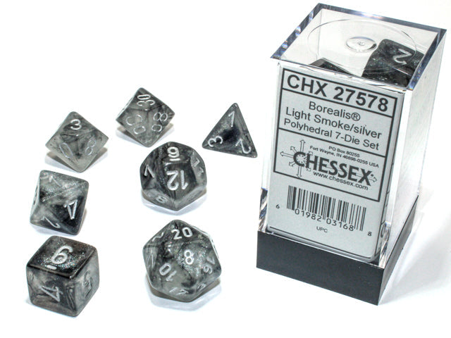 Chessex: Borealis 7-Die Set Light Smoke/Silver Luminary