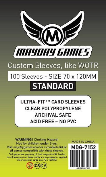 STANDARD TAROT SLEEVES 70mm X 120mm 100CT
