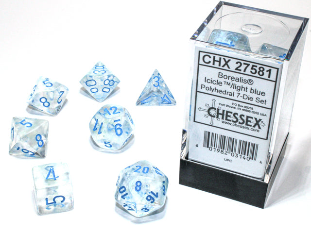 Chessex: Borealis 7-Die Set Icicle/Light Blue Luminary