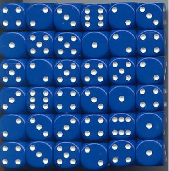 Chessex: 36D6 Blue/White 12mm