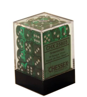 Chessex: Translucent 36D6 Green/White 12mm