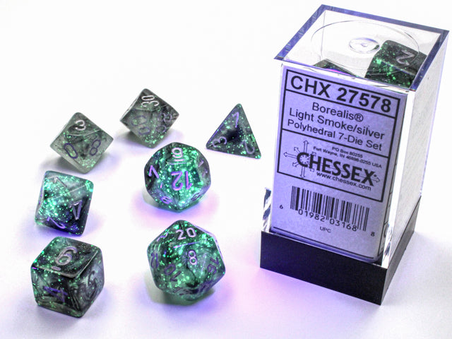 Chessex: Borealis 7-Die Set Light Smoke/Silver Luminary