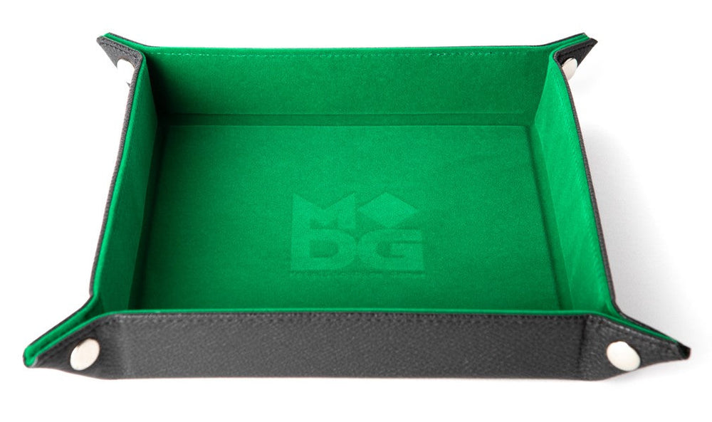 FanRoll Fold Up Dice Velvet Tray Leather Green