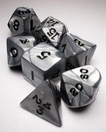 Pearl Olympic 7-Dice Set Silver/Black Hook Tube