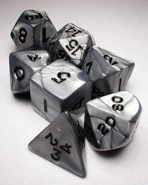 Pearl Olympic 7-Dice Set Silver/Black Hook Tube