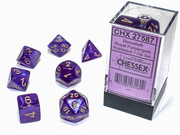 Chessex: Borealis 7-Die Set Royal Purple/Gold Luminary