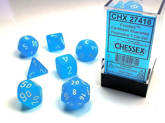 Chessex: Frosted 7-Die Set Caribbean Blue/White
