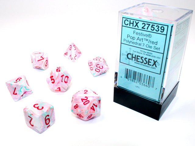 Chessex: Festive 7-Die Set Pop-Art/Red