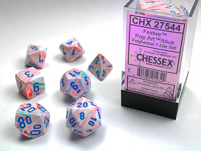 Chessex: Festive 7-Die Set Pop-Art/Blue
