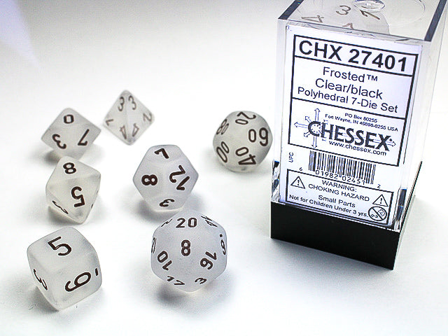 Chessex: Frosted 7-Die Set Clear/Black
