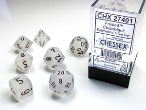 Chessex: Frosted 7-Die Set Clear/Black