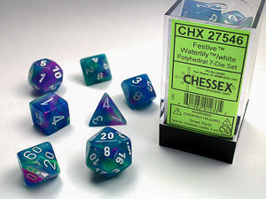 Chessex: Festive 7-Die Set Waterlily/White