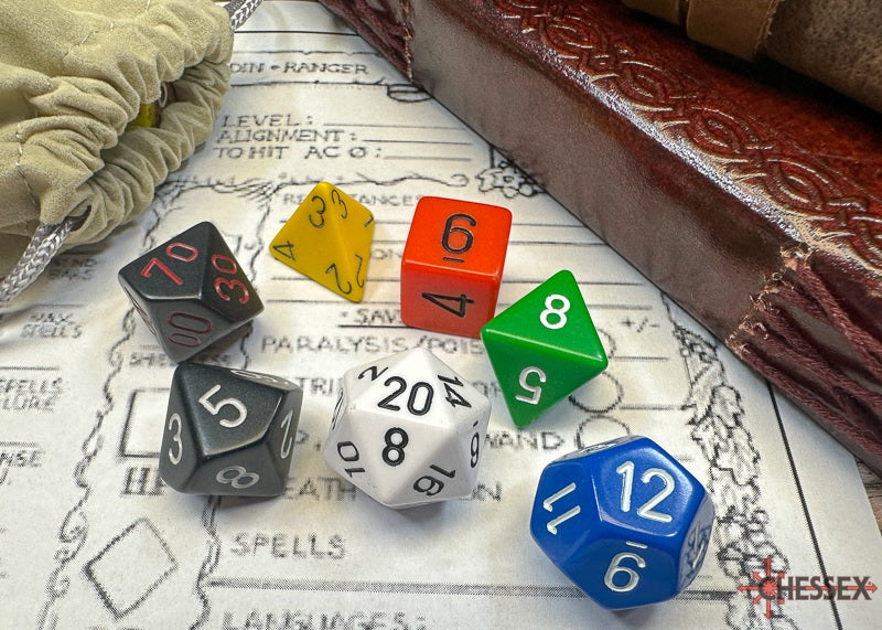 Chessex Nostalgia Opaque GM and Beginner Player 7-Die Set