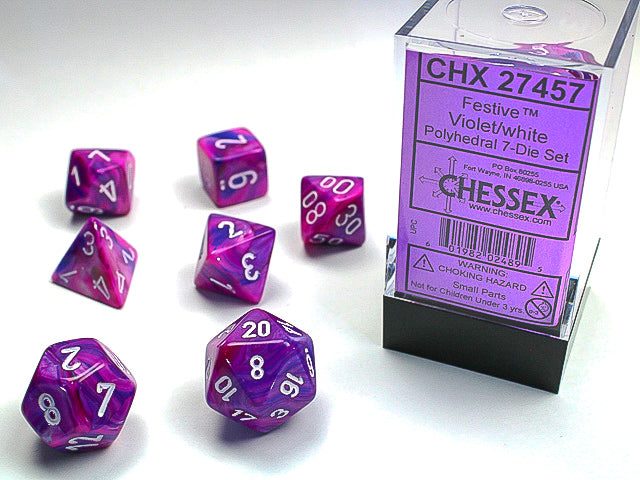 Chessex: Festive 7-Die Set Violet/White