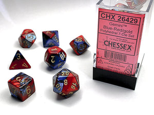 Chessex: Gemini 7-Die Set Blue-Red/Gold
