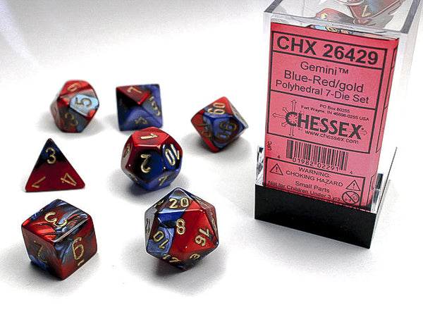 Chessex: Gemini 7-Die Set Blue-Red/Gold