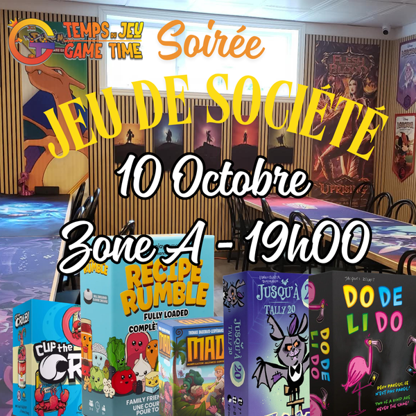 BILLET D'ENTRÉE - Jeux de société - Zone A 19h